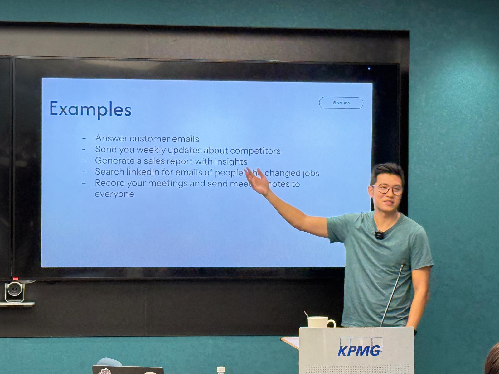 Keith Rumjahn teaching an AI workshop at KPMG